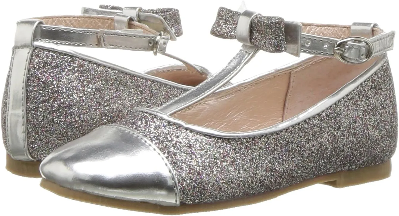 Kid's Glitter T-Strap Flat