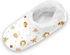 Kids Winter Slippers Animals Rainbows Zebra Giraffe Face Warm Soft Non Slip House Slippers for Boys Girls Indoor