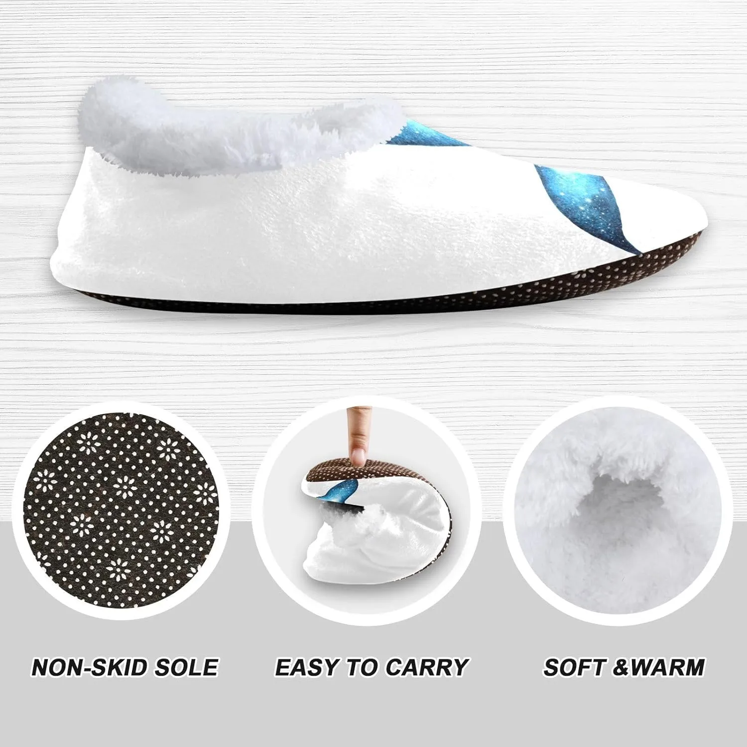 Kids Winter Slippers for Boys Girls Fish Tail Galaxy Whale Warm Soft Non Slip House Slippers Children Indoor