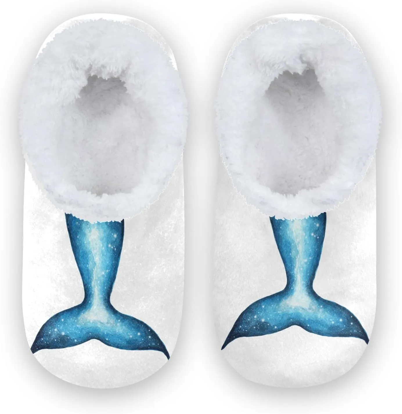 Kids Winter Slippers for Boys Girls Fish Tail Galaxy Whale Warm Soft Non Slip House Slippers Children Indoor