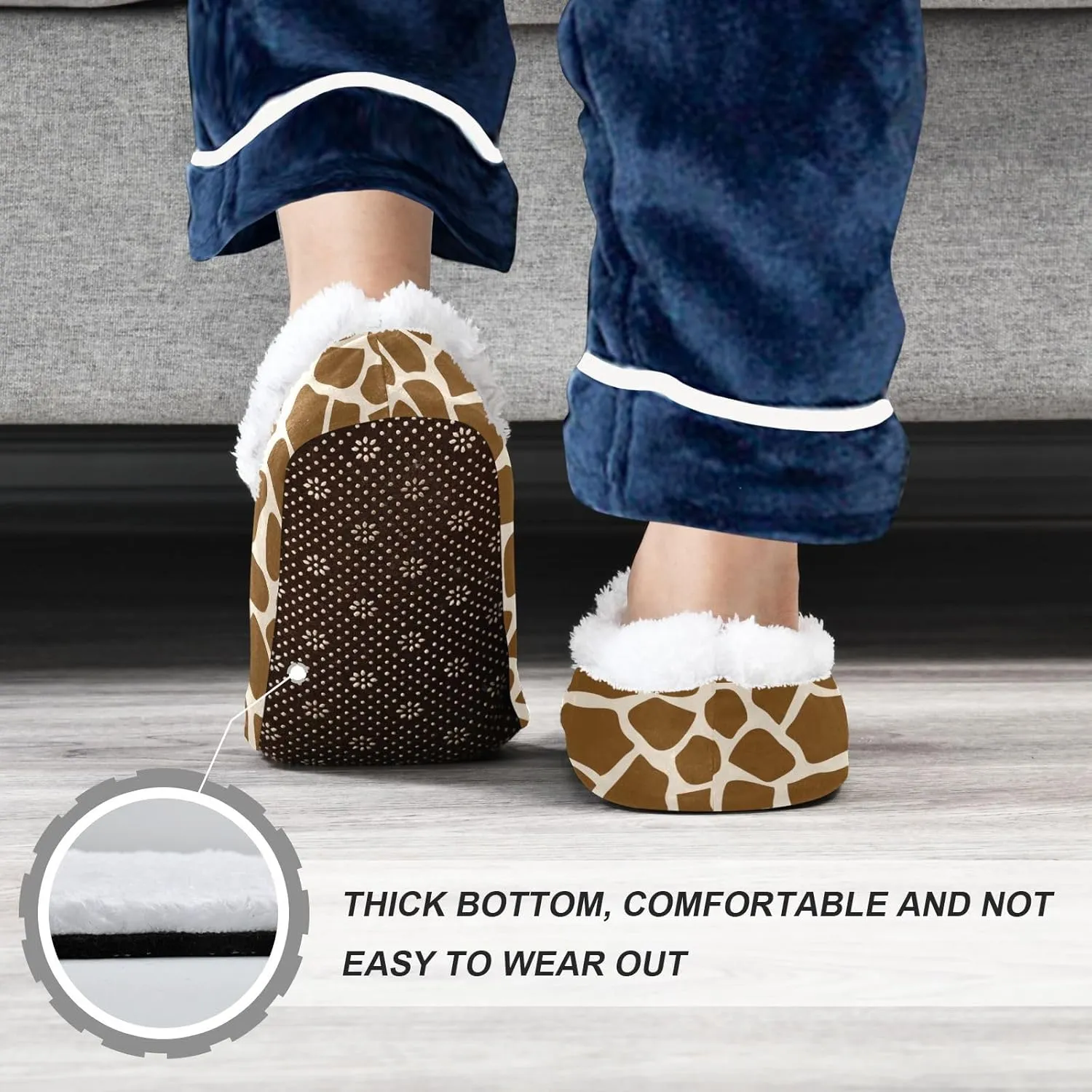 Kids Winter Slippers for Boys Girls Giraffe Animal Print Warm Soft Non Slip House Slippers Children Indoor