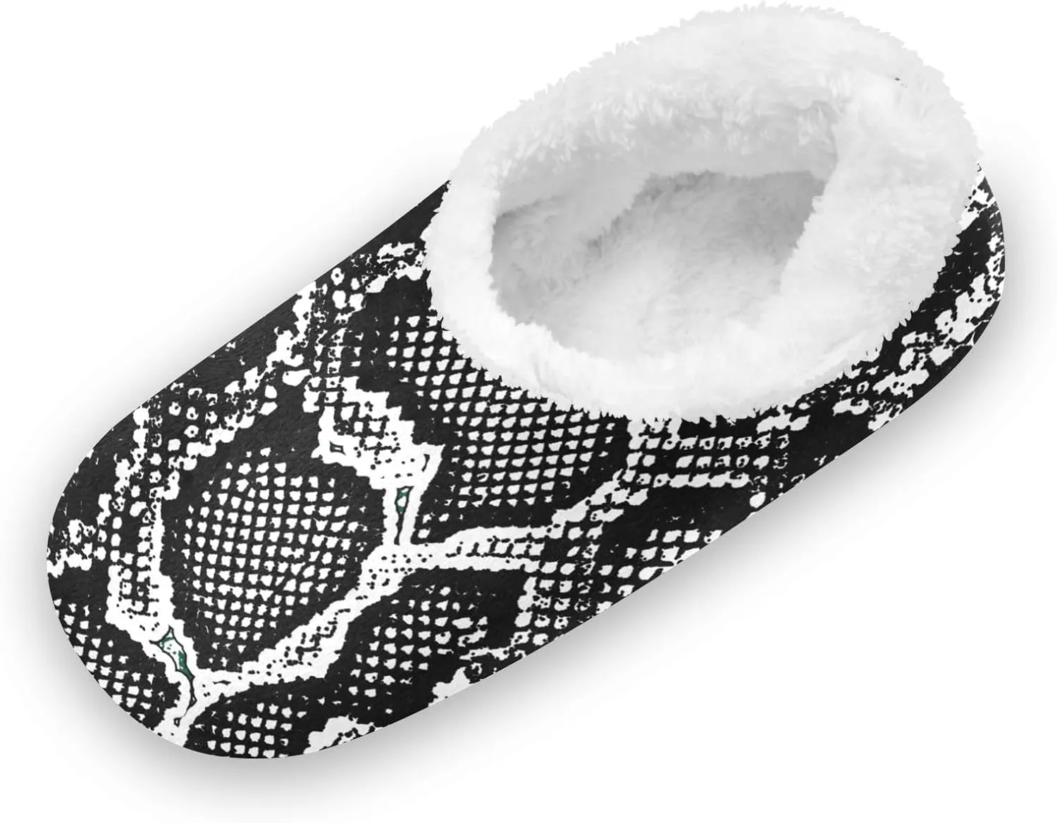 Kids Winter Slippers Snakes Skin Texture Pattern White Black Warm Soft Non Slip House Slippers for Boys Girls Indoor
