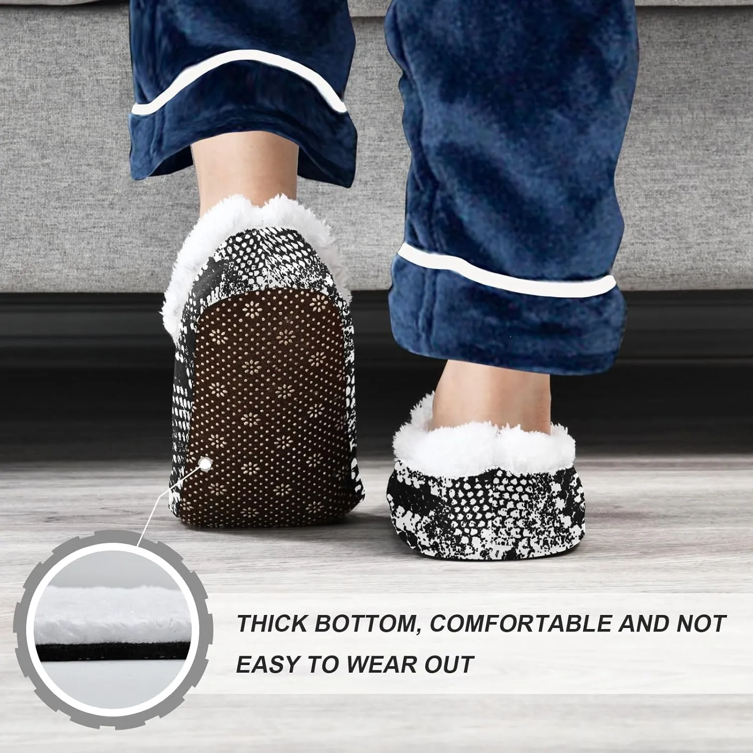 Kids Winter Slippers Snakes Skin Texture Pattern White Black Warm Soft Non Slip House Slippers for Boys Girls Indoor