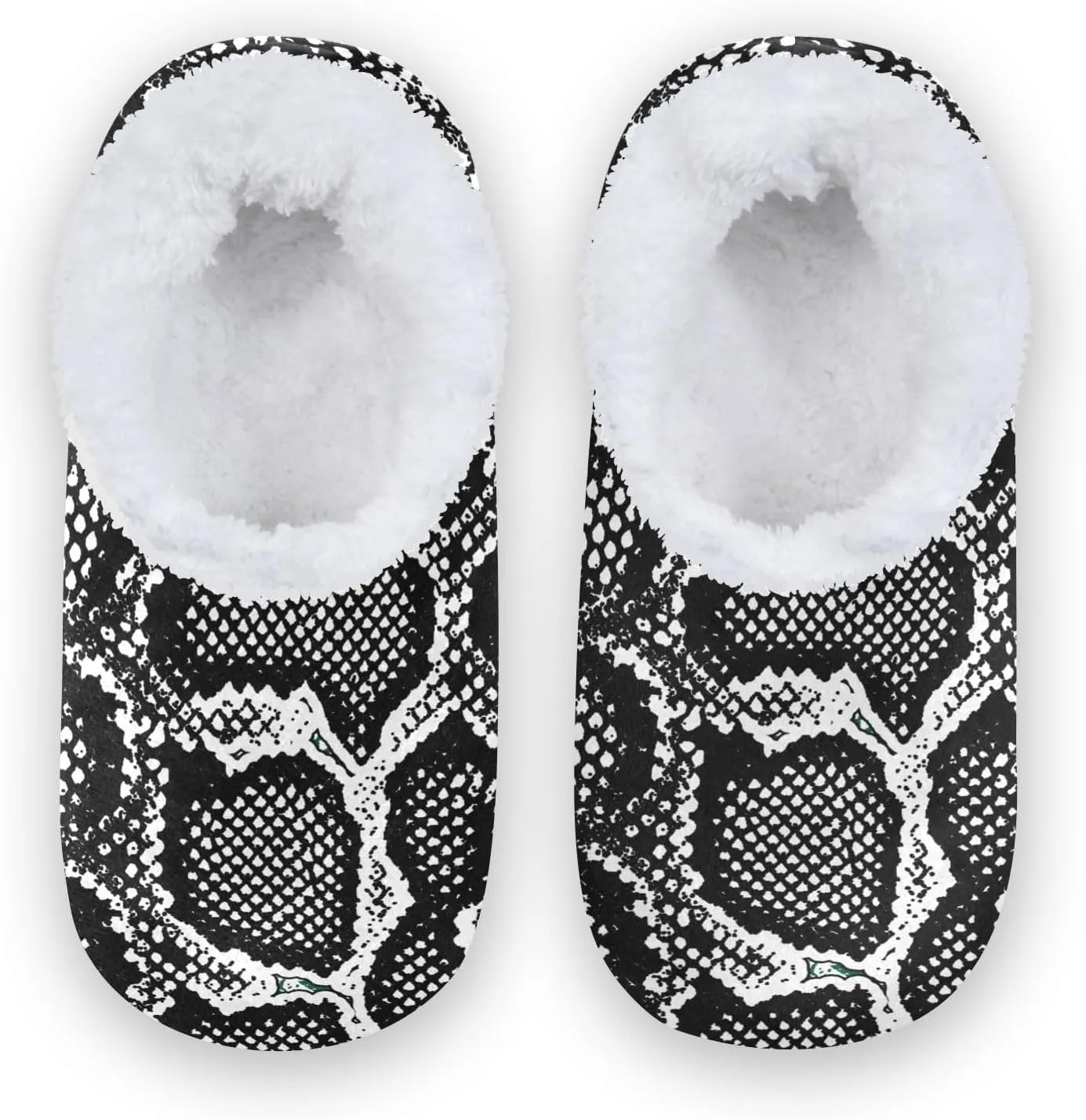 Kids Winter Slippers Snakes Skin Texture Pattern White Black Warm Soft Non Slip House Slippers for Boys Girls Indoor