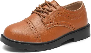 kkdom Boys Girls Classic Lace-Up School Uniform Comfort Oxfords Dress Shoes Loafer Flats (Toddler/Little Kid)