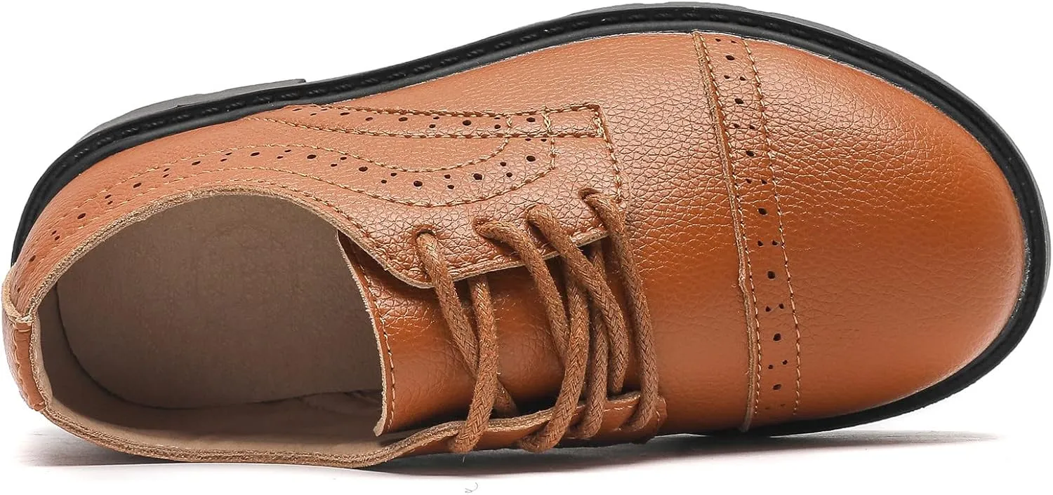 kkdom Boys Girls Classic Lace-Up School Uniform Comfort Oxfords Dress Shoes Loafer Flats (Toddler/Little Kid)