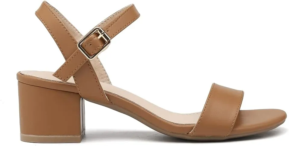 kkdom Women's Open Toe Ankle Strap Glitter Low Block Chunky Heels Sandals Dress Pumps
