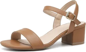 kkdom Women's Open Toe Ankle Strap Glitter Low Block Chunky Heels Sandals Dress Pumps