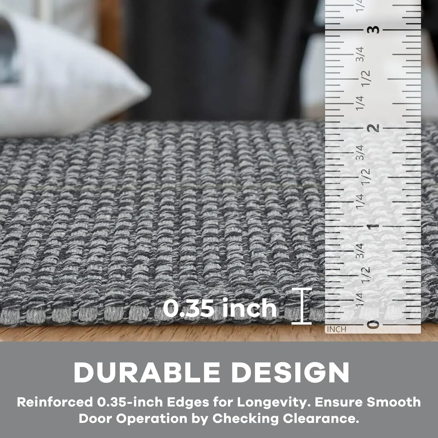 KOZYFLY Runners for Hallways 2x6 ft Washable Kitchen Runner Non Slip Rubber Backed Hall Runners Cotton Entryway Runner Rugs Floor Carpet for Indoor Backdoor Bedroom Kitchen, Grey/Dark Grey