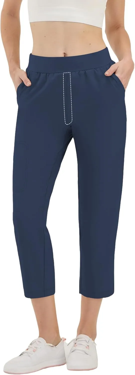 LastFor1 Women's Golf Pants High Waisted Water Resistant UPF 50  7/8 Ankle Pants with Pockets Lightweight Athletic Casual