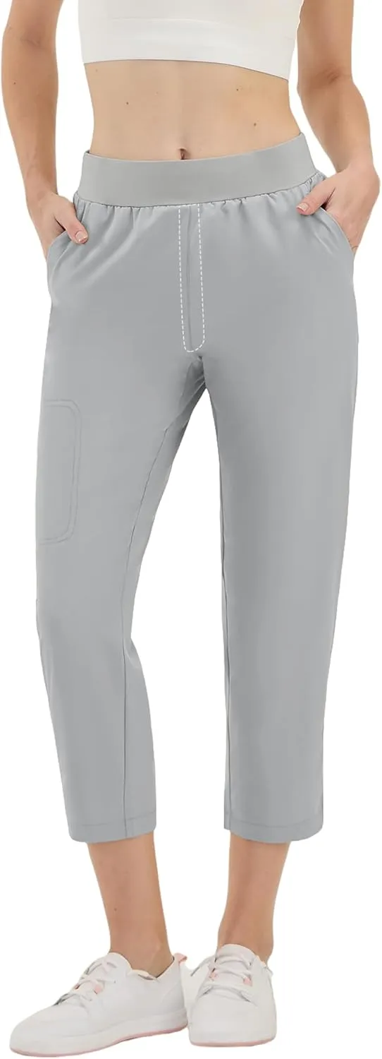 LastFor1 Women's Golf Pants High Waisted Water Resistant UPF 50  7/8 Ankle Pants with Pockets Lightweight Athletic Casual