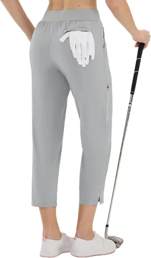 LastFor1 Women's Golf Pants High Waisted Water Resistant UPF 50  7/8 Ankle Pants with Pockets Lightweight Athletic Casual