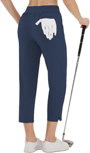 LastFor1 Women's Golf Pants High Waisted Water Resistant UPF 50  7/8 Ankle Pants with Pockets Lightweight Athletic Casual