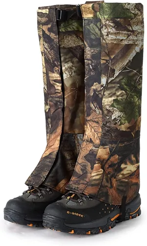 Leg Gaiters for Hiking 500D Fabric Waterproof Hunting Gaiters with Upgraded Foot Strap Adjustable Snow Boot Gaiters for Hiking Walking Skiing Hunting Mountain Climbing Snowshoeing