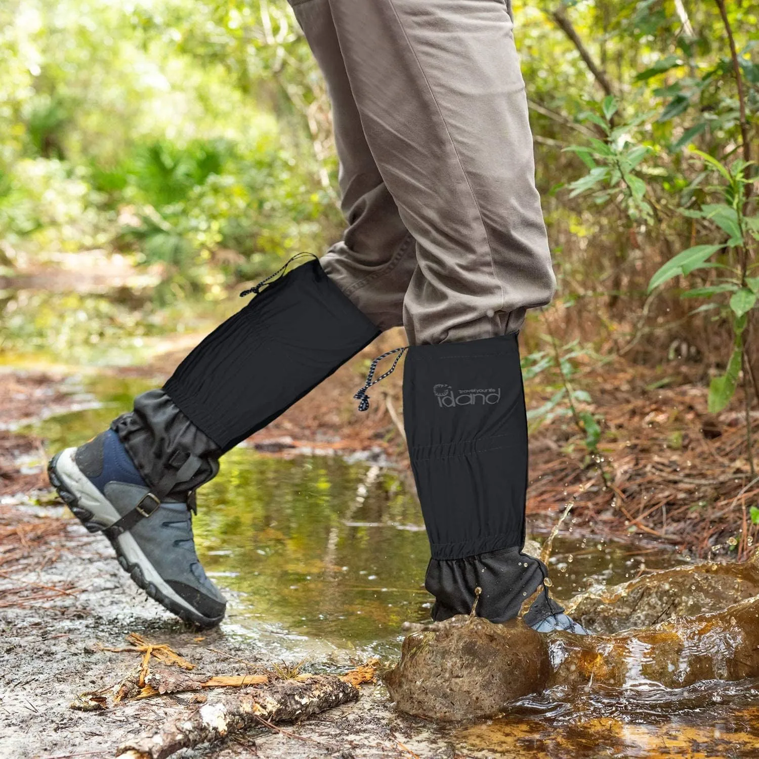 Leg Gaiters Waterproof Snow Boot Gaiters for Snowshoeing, Hiking, Hunting, Running, Motorcycle Anti-Tear Oxford Fabric, TPU Instep Belt Metal Shoelace Hook for Outdoor