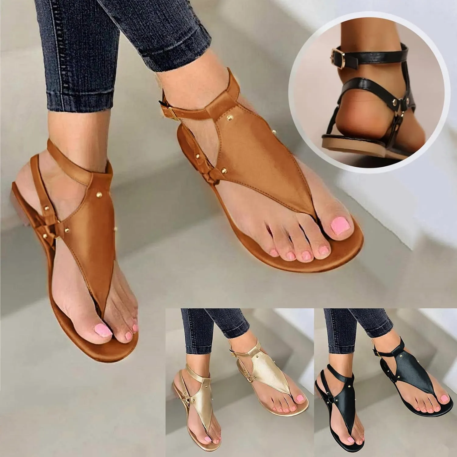 Lightweight Bohemian Sandals for Women Rhinestone Open Toe Slip on Casual Sandal Elegant Sandals for Women
