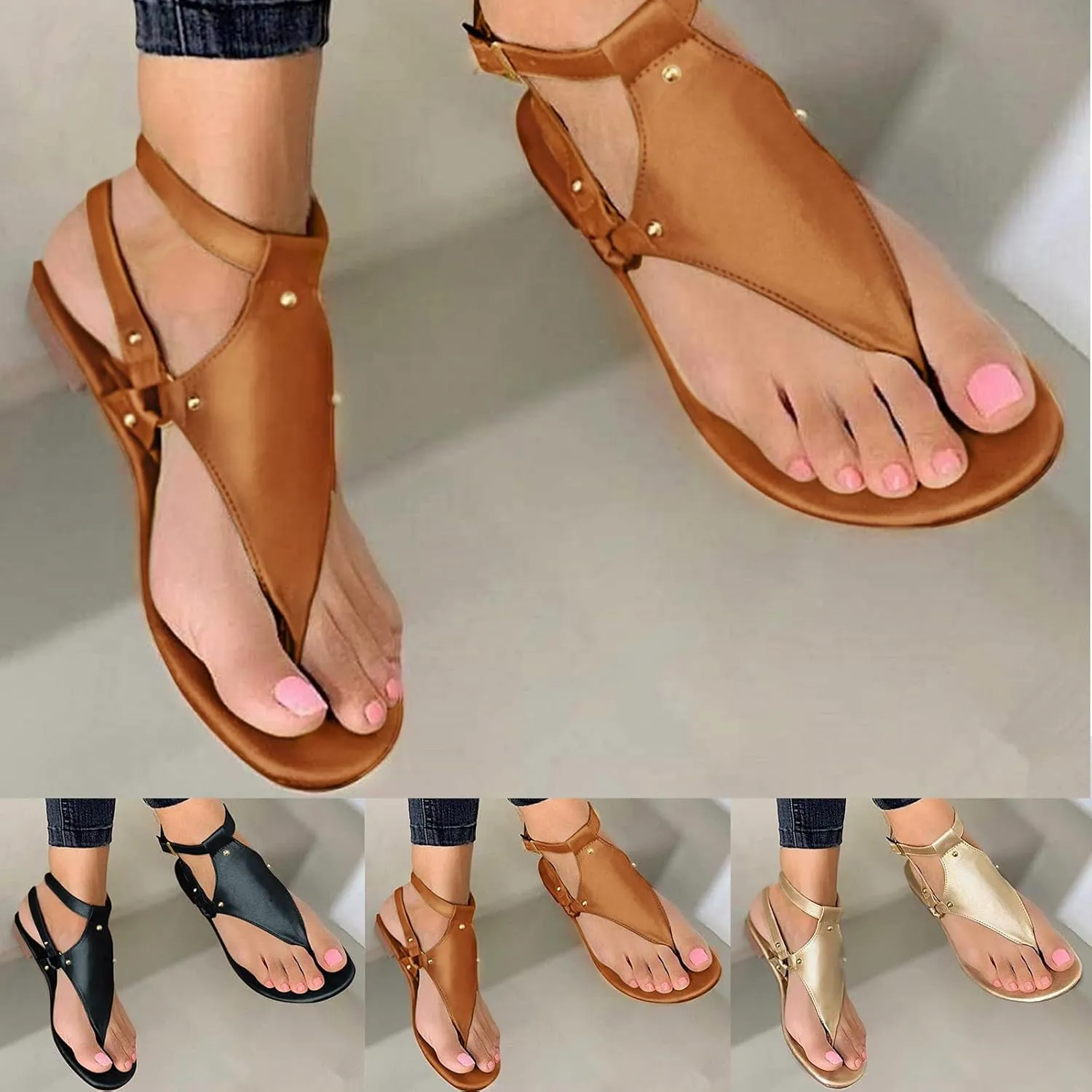 Lightweight Bohemian Sandals for Women Rhinestone Open Toe Slip on Casual Sandal Elegant Sandals for Women