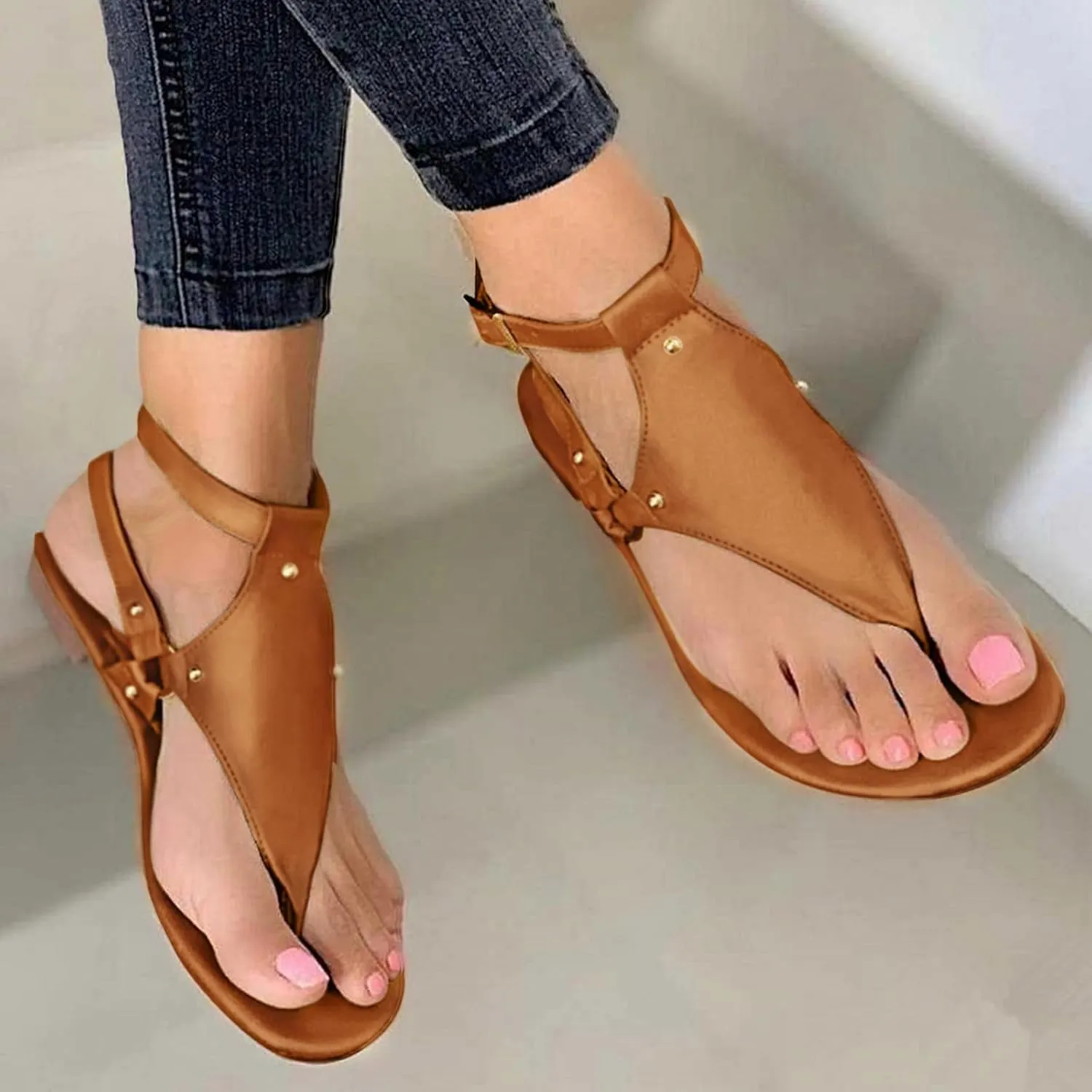 Lightweight Bohemian Sandals for Women Rhinestone Open Toe Slip on Casual Sandal Elegant Sandals for Women