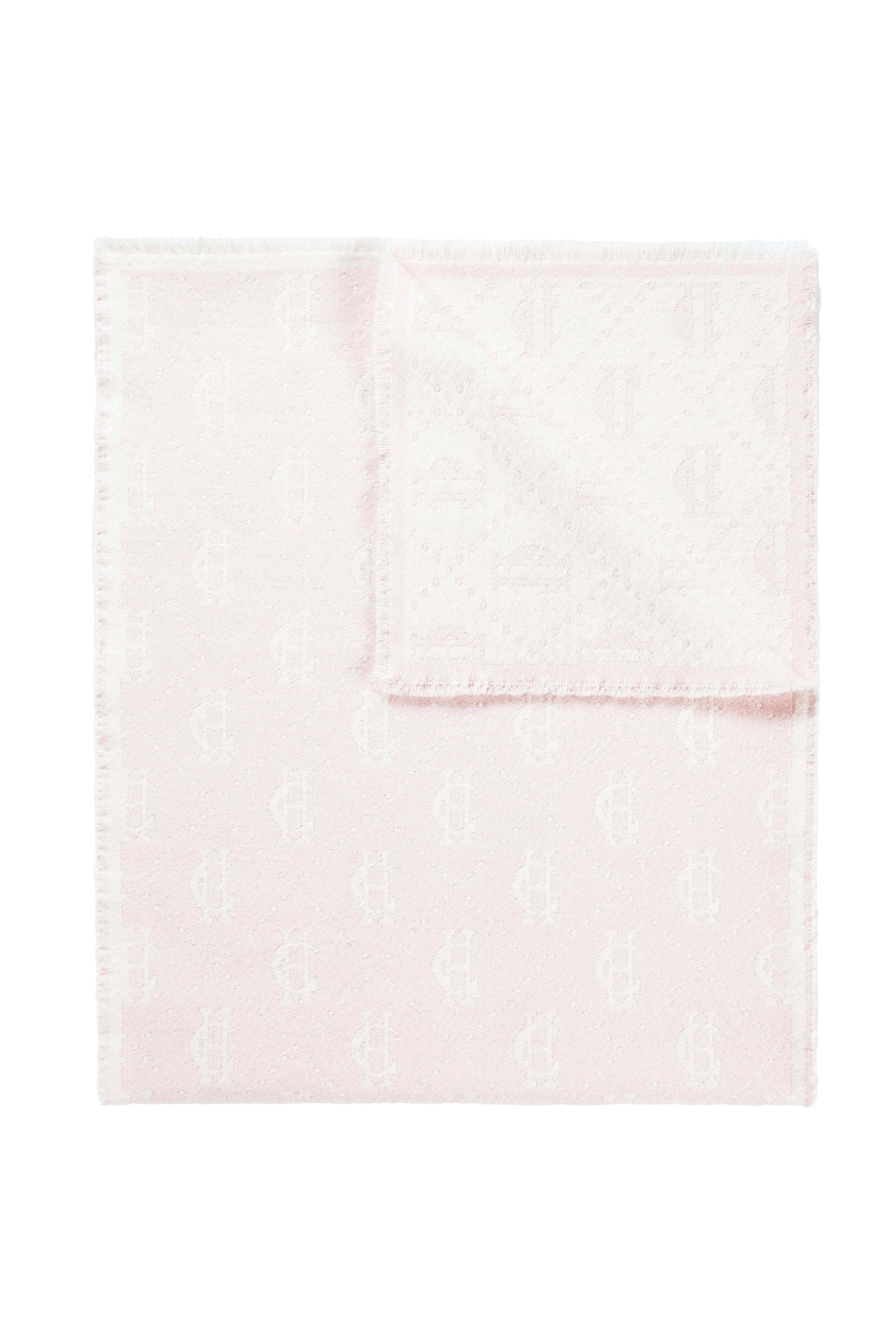 Lightweight Monogram Scarf (Cream Soft Pink)