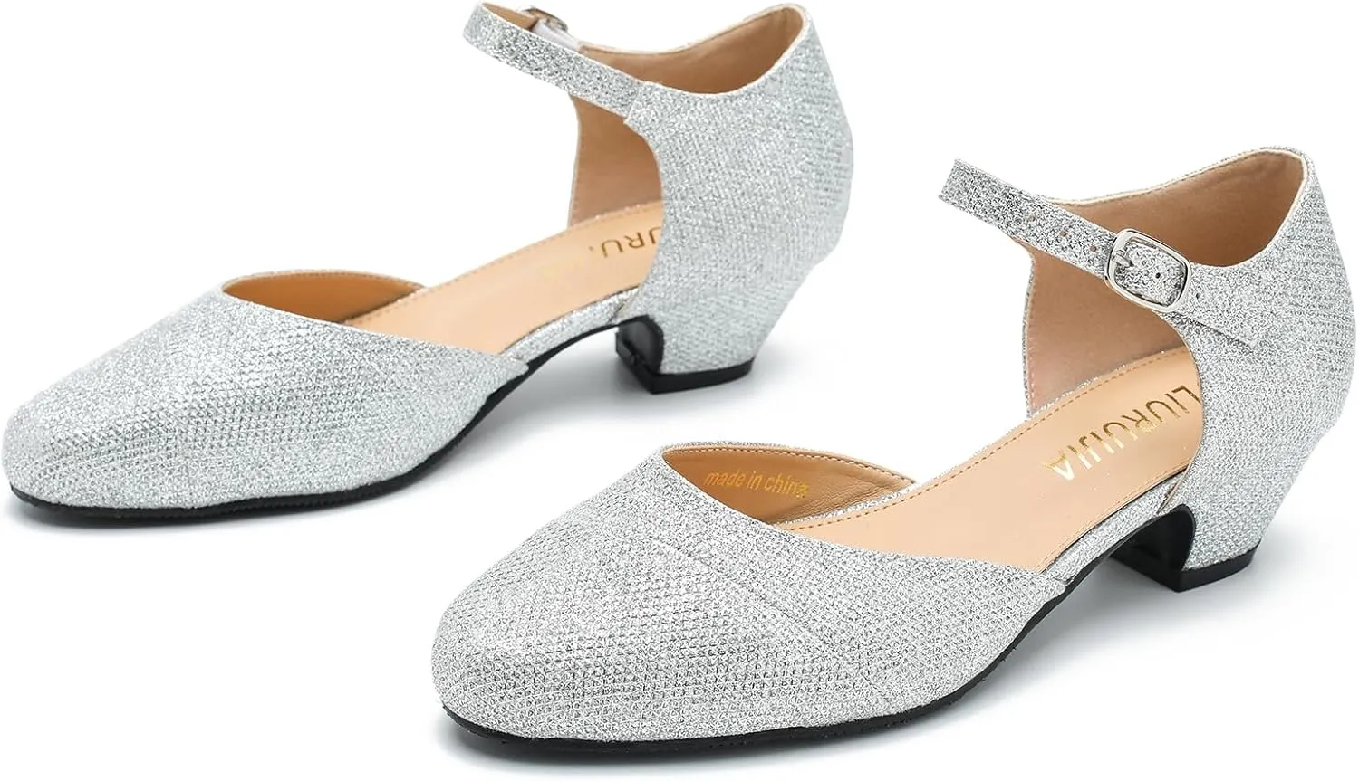 LIURUIJIA Women's Low Heels Dress Shoes Comfortable Closed Toe D'Orsay Pumps Ankle Strap Chunky Heels
