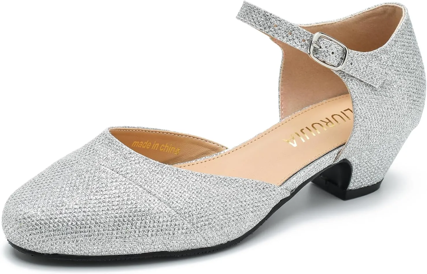 LIURUIJIA Women's Low Heels Dress Shoes Comfortable Closed Toe D'Orsay Pumps Ankle Strap Chunky Heels