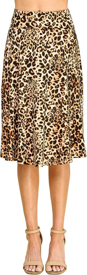Lock and Love Women's Solid Ombre Lightweight Flare Midi Pull On Closure Skirt S-XXXL Plus Size