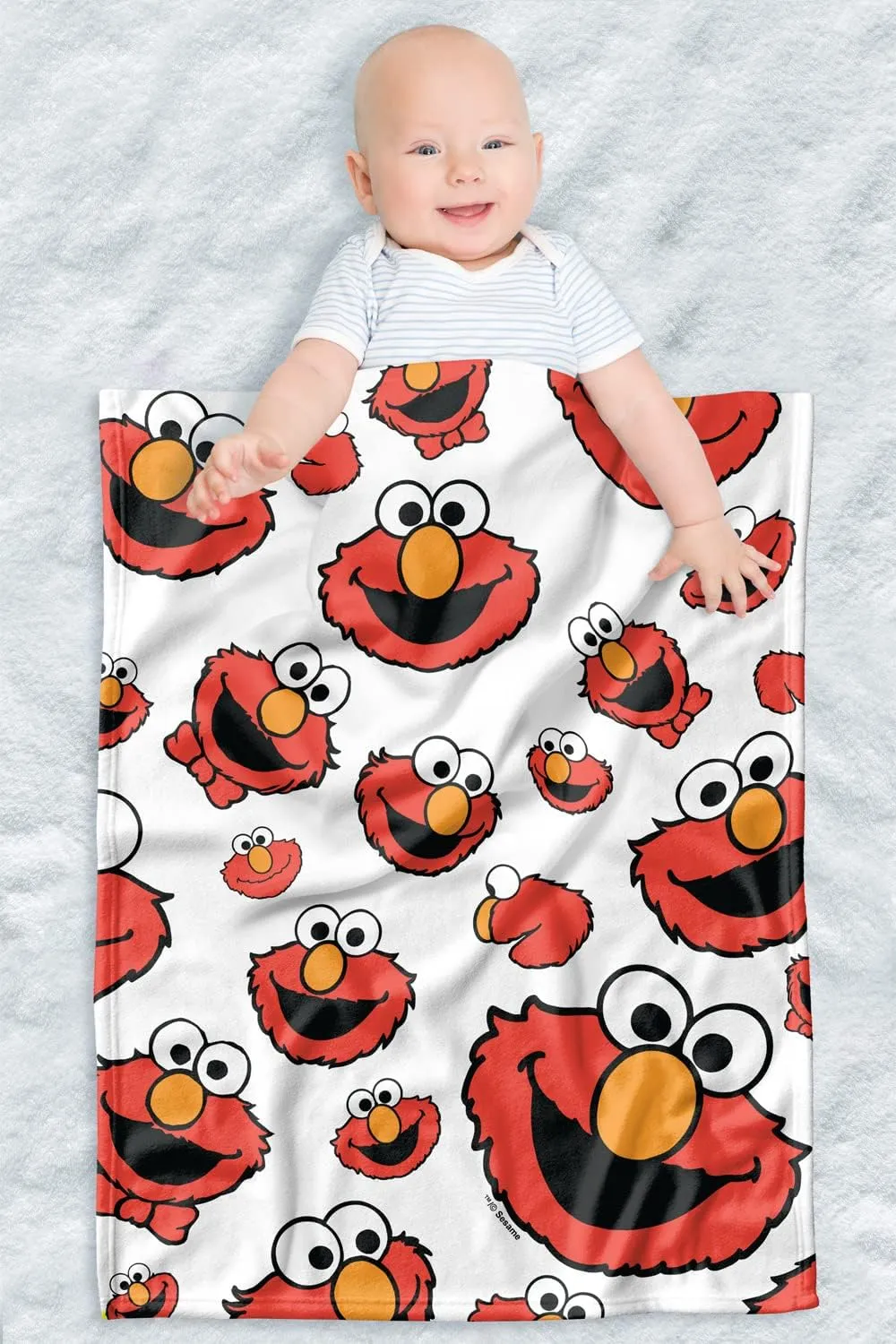 LOGOVISION Sesame Street Lightweight Baby Blanket, 30"X40", Elmo Face Pattern Unisex for Infants Girls & Boys