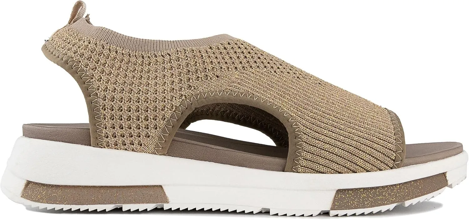 LONDON FOG Womens Noome Comfort Platform Sandal Stretch Fabric Comfort Womens Sandals