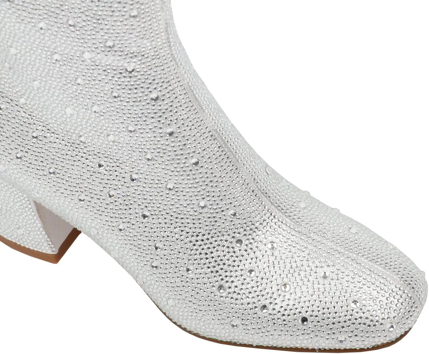LUXMAX Women Glitter Ankle Boots Chunky Heel Square Closed Toe Sparkly Booties Block Heel Side Zip Winter Party Shoes