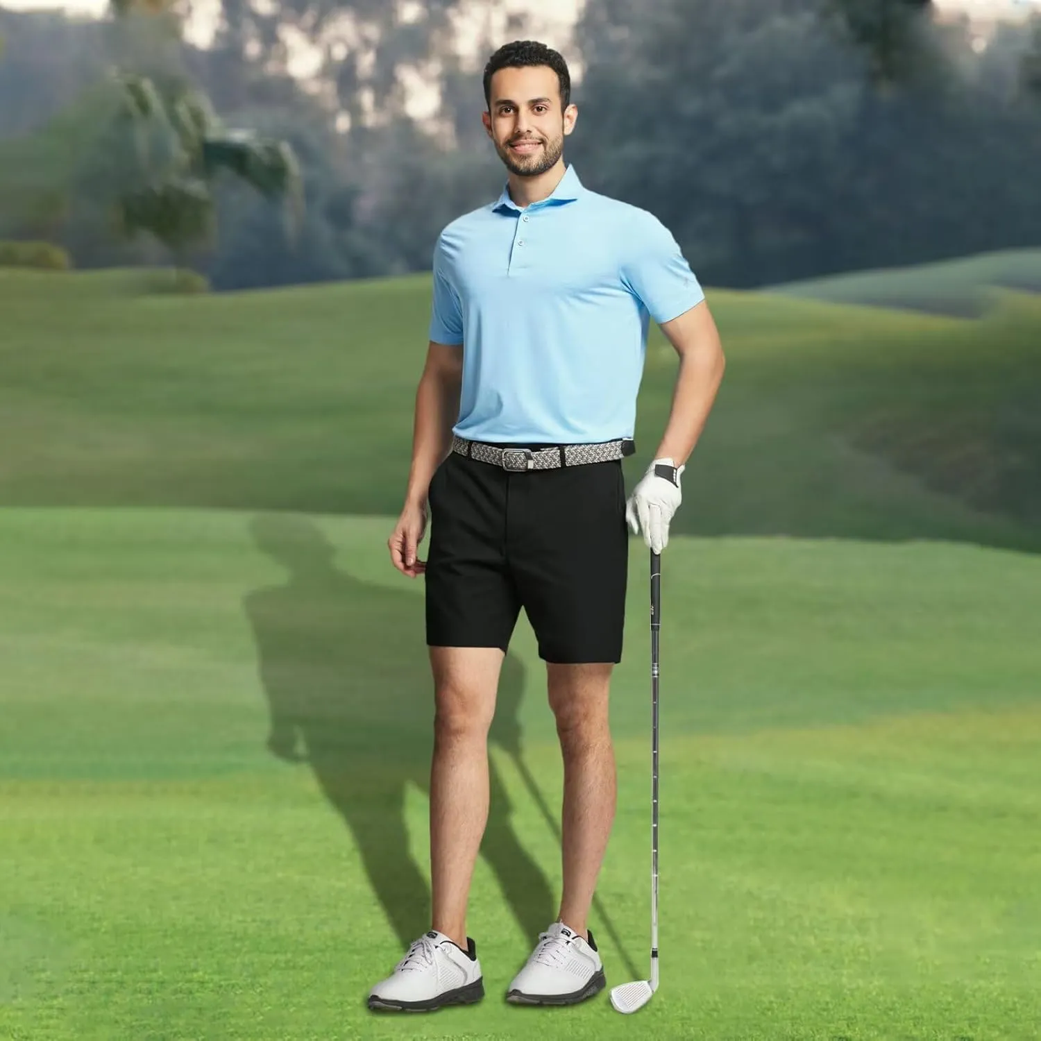 M MAELREG Golf Shorts Men 7 inch 9 inch Quick Dry Stretch Waist Moisture Wicking Water-Repellent Flat Front Flex Mens Shorts
