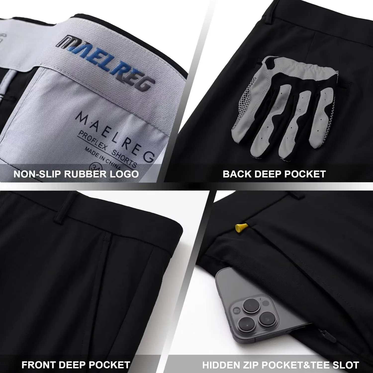 M MAELREG Golf Shorts Men 7 inch 9 inch Quick Dry Stretch Waist Moisture Wicking Water-Repellent Flat Front Flex Mens Shorts