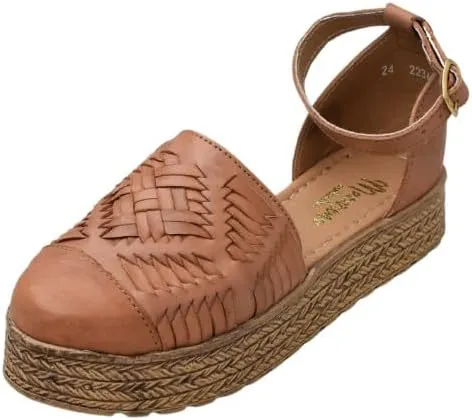 Macarena Collection Huarache Sandal Colorful Leather Mexican Style Color Tan 02