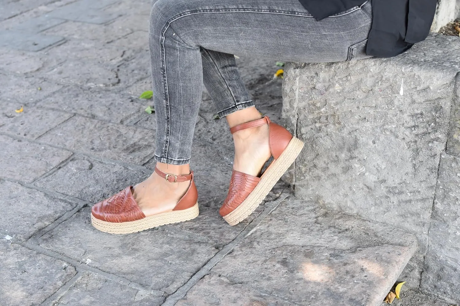 Macarena Collection Huarache Sandal Colorful Leather Mexican Style Color Tan 02