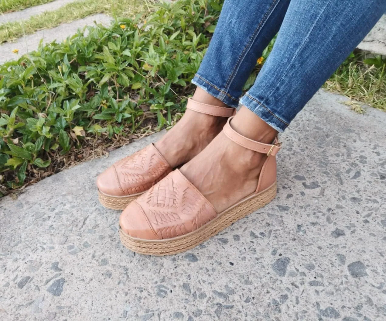 Macarena Collection Huarache Sandal Colorful Leather Mexican Style Color Tan 02