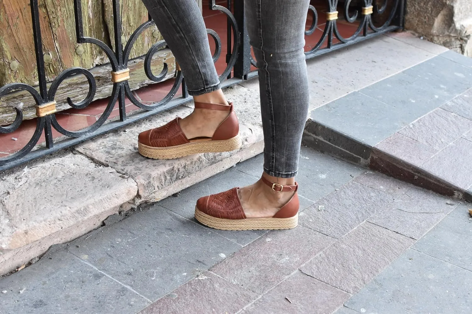 Macarena Collection Huarache Sandal Colorful Leather Mexican Style Color Tan 02