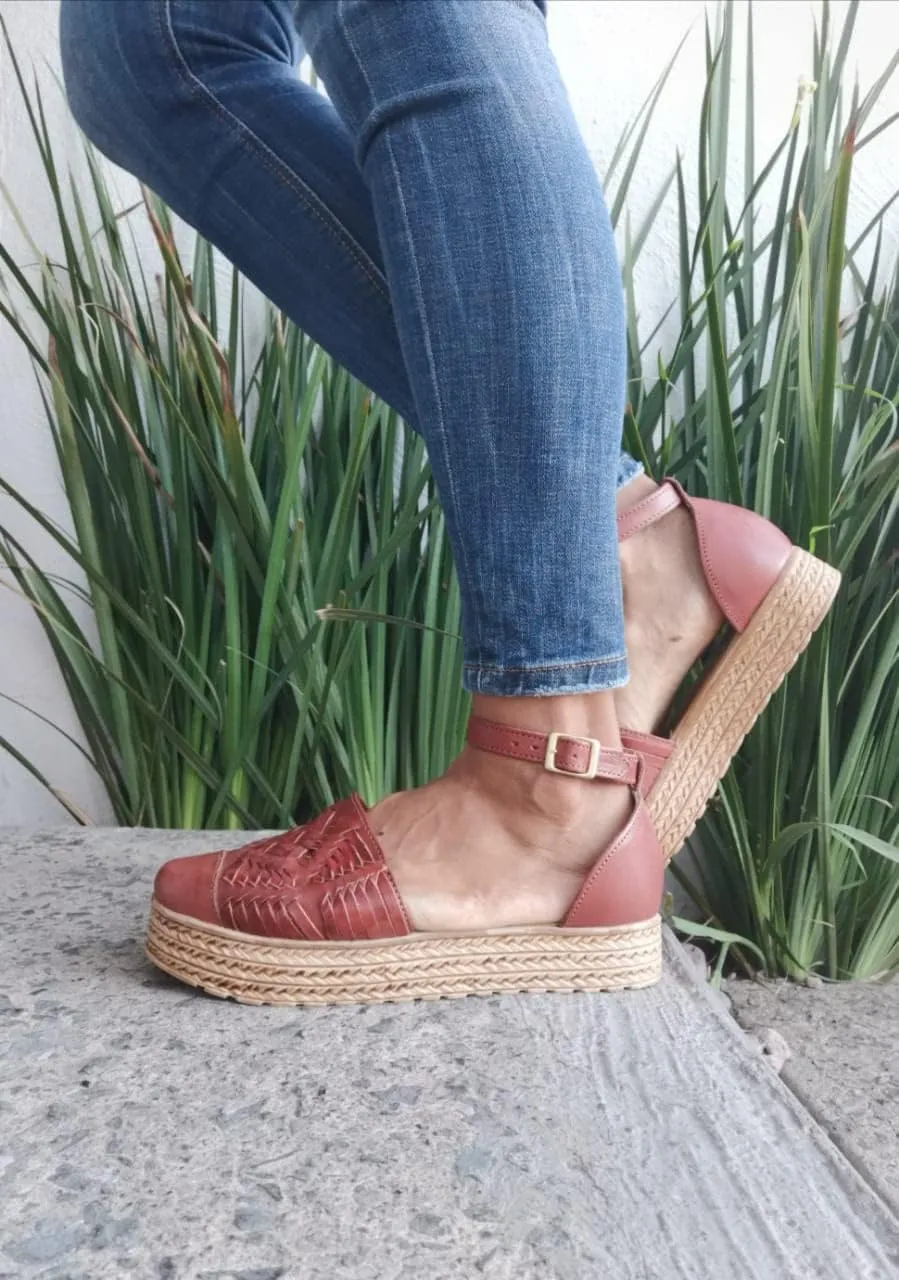 Macarena Collection Huarache Sandal Colorful Leather Mexican Style Color Tan 02