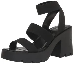 Madden Girl Women's Temple Heeled Sandal, Black Stretch, 8
