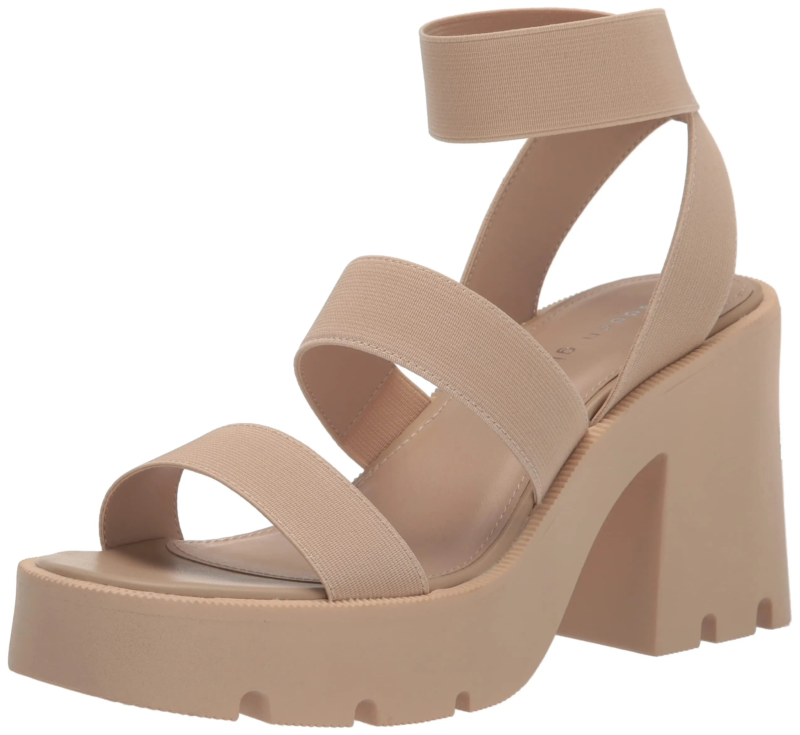 Madden Girl Women's Temple Heeled Sandal, Sand Stretch, 8