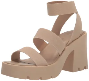 Madden Girl Women's Temple Heeled Sandal, Sand Stretch, 8
