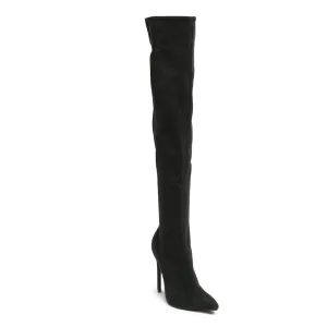 Madmam Stretch High Heel Velvet Boot in Black