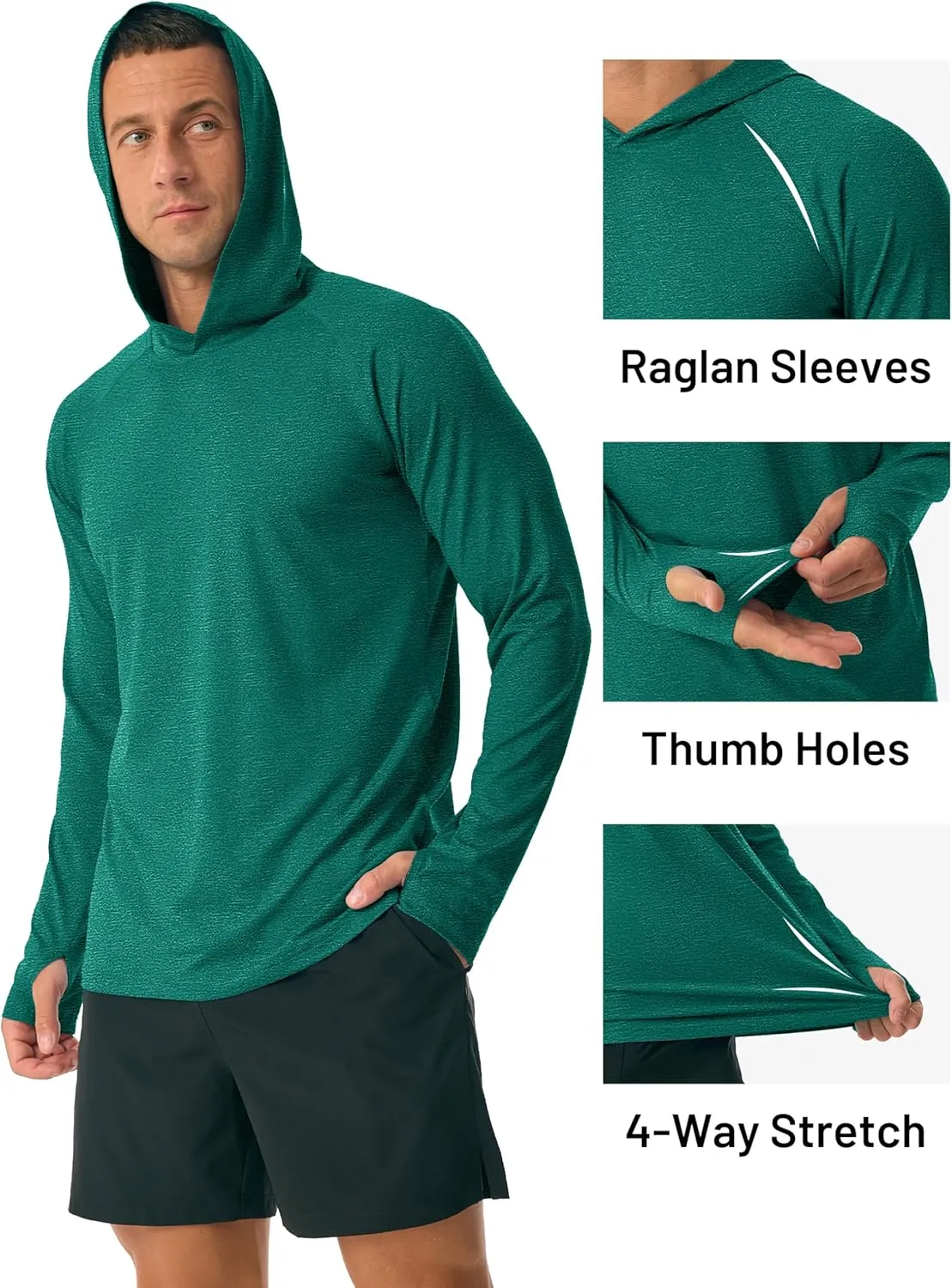 MAGCOMSEN Men's UPF 50  Sun Protection Hoodie Lightweight Long Sleeve Rash Guard Shirts Fishing Swim Athletic Workout