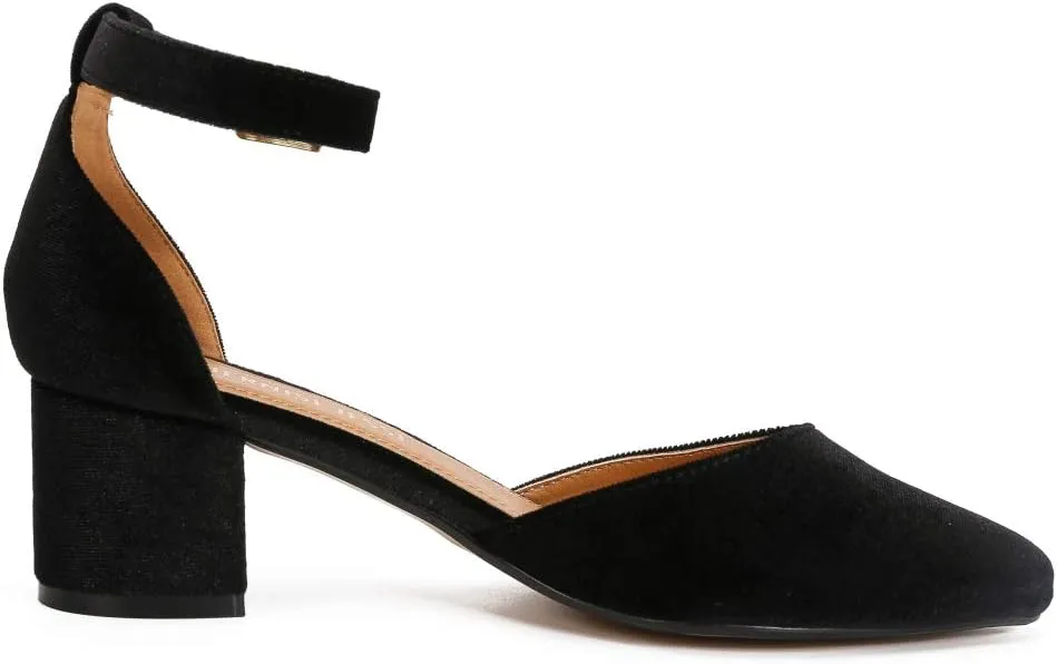 MAIERNISI JESSI Unisex Men's Women's Pumps Ankle Strap D-Orsay Pointed Toe Chunky Heel
