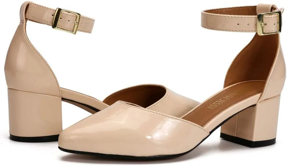 MAIERNISI JESSI Unisex Men's Women's Pumps Ankle Strap D-Orsay Pointed Toe Chunky Heel