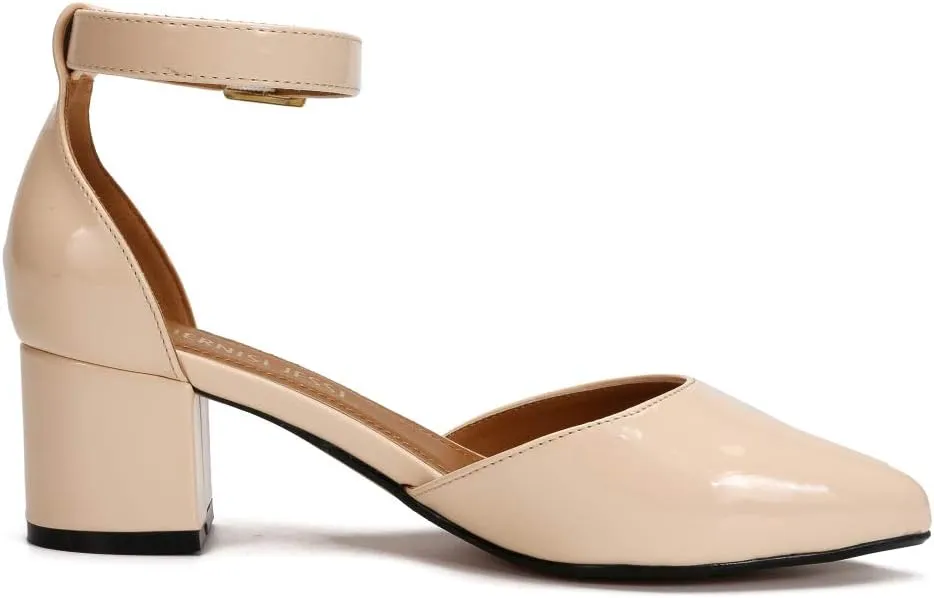 MAIERNISI JESSI Unisex Men's Women's Pumps Ankle Strap D-Orsay Pointed Toe Chunky Heel
