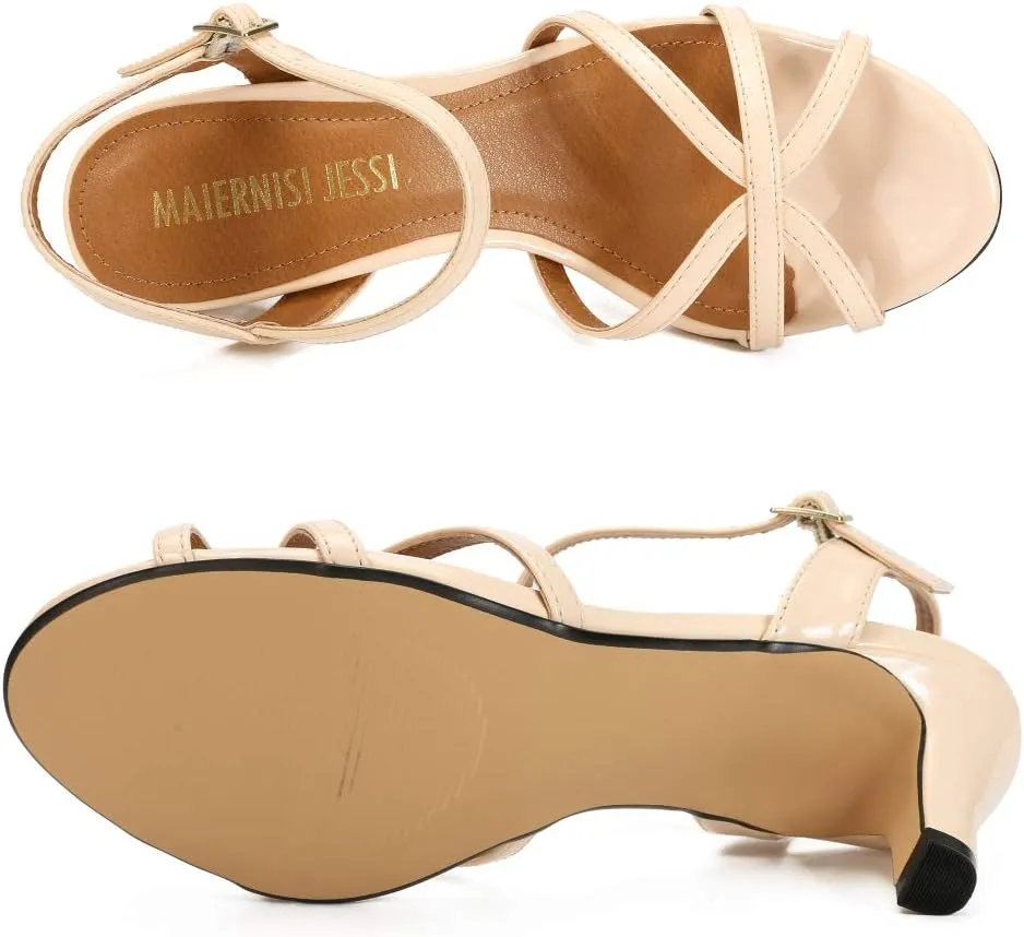 MAIERNISI JESSI Unisex Men's Women's Sandals Ankle Strap Cross Slingback Kitten Heel