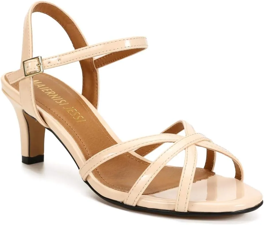 MAIERNISI JESSI Unisex Men's Women's Sandals Ankle Strap Cross Slingback Kitten Heel