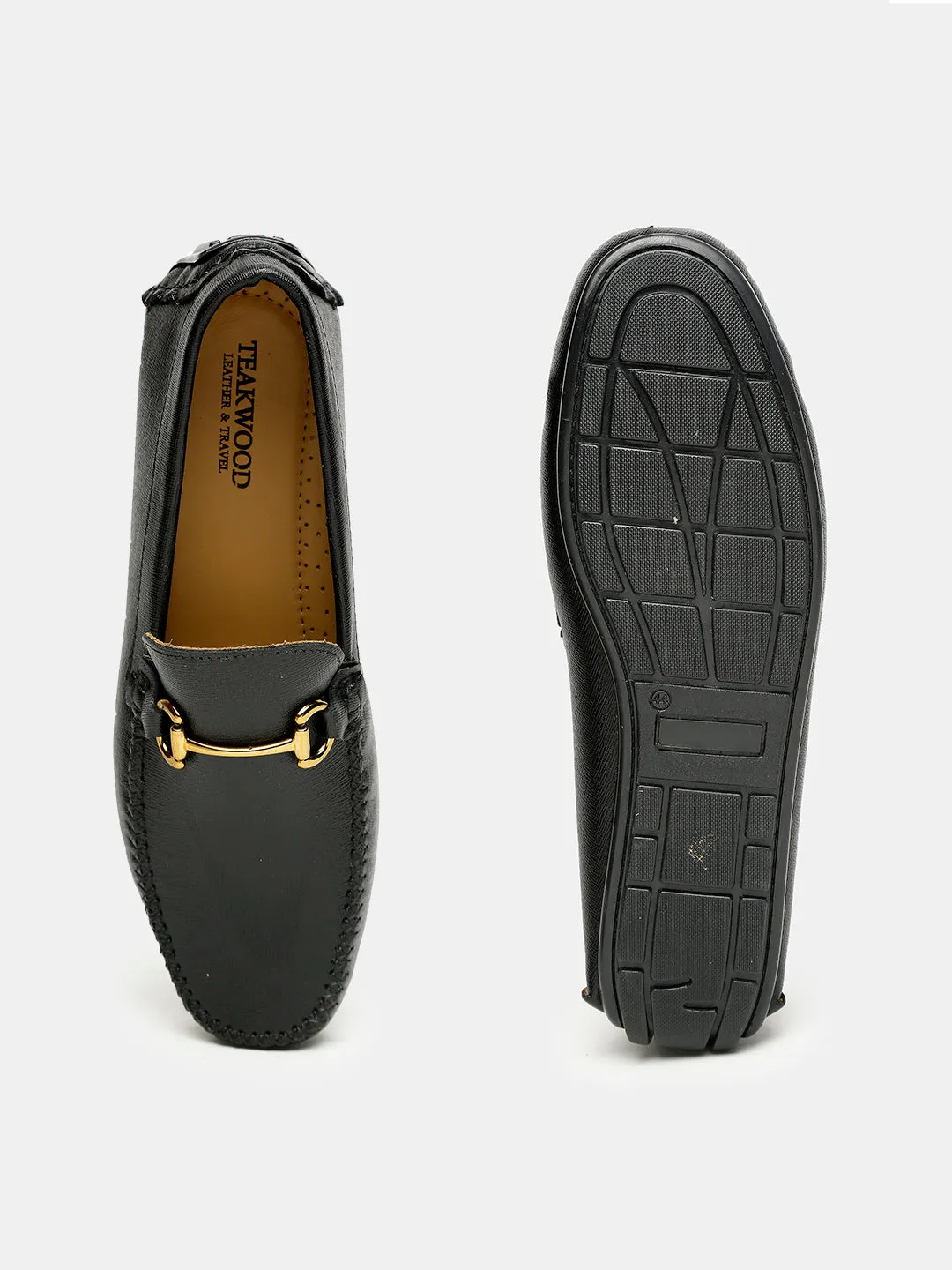 Men Black Solid Genuine Leather Loafers