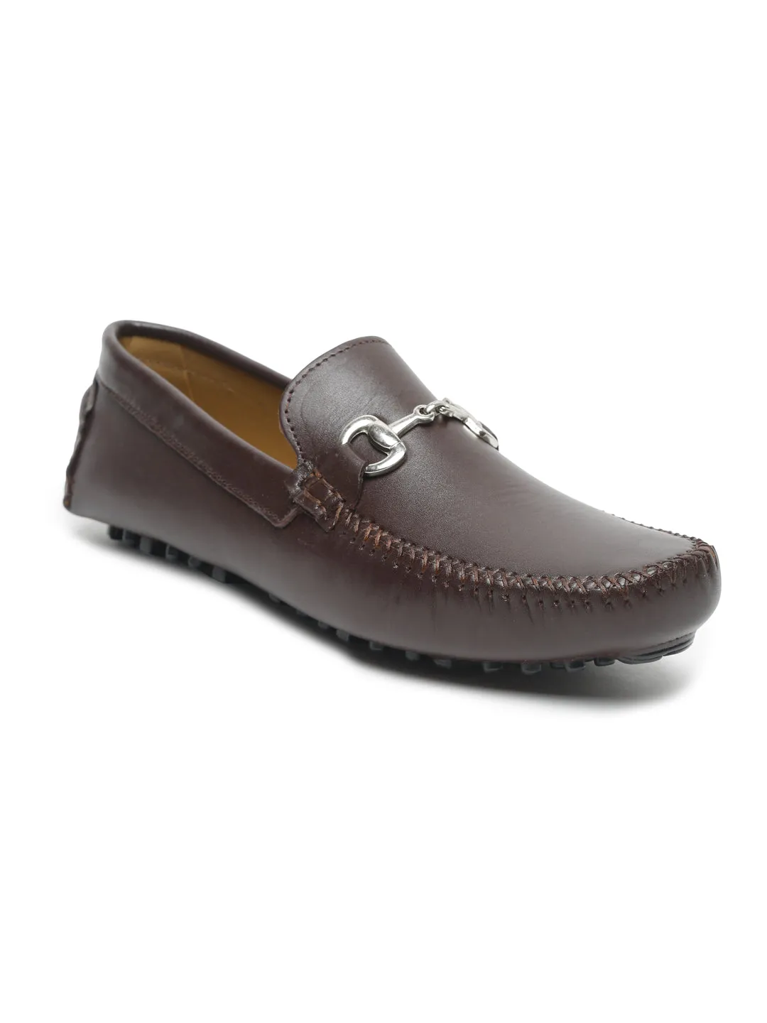 Men Brown Solid Genuine Leather Loafers