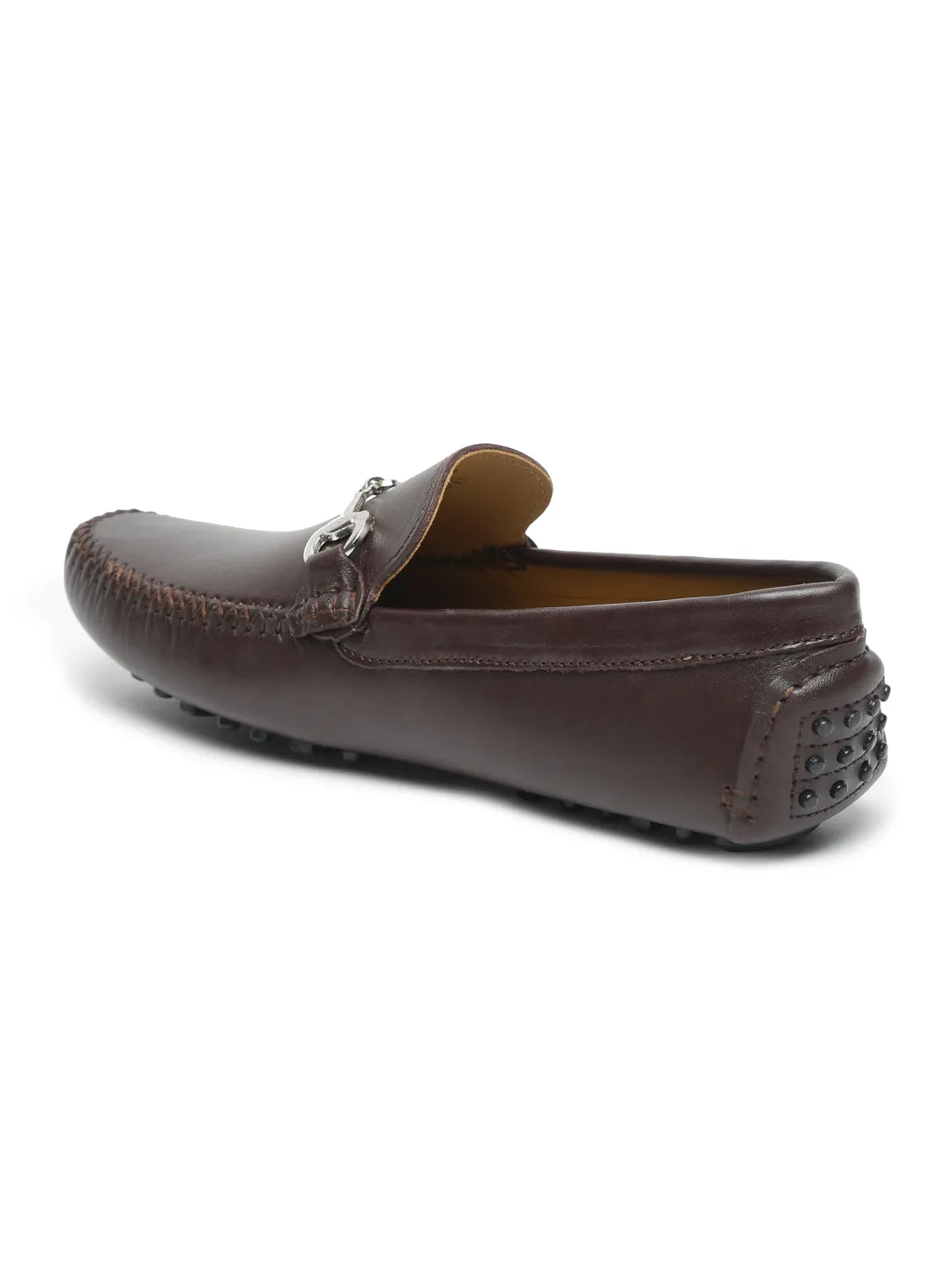 Men Brown Solid Genuine Leather Loafers