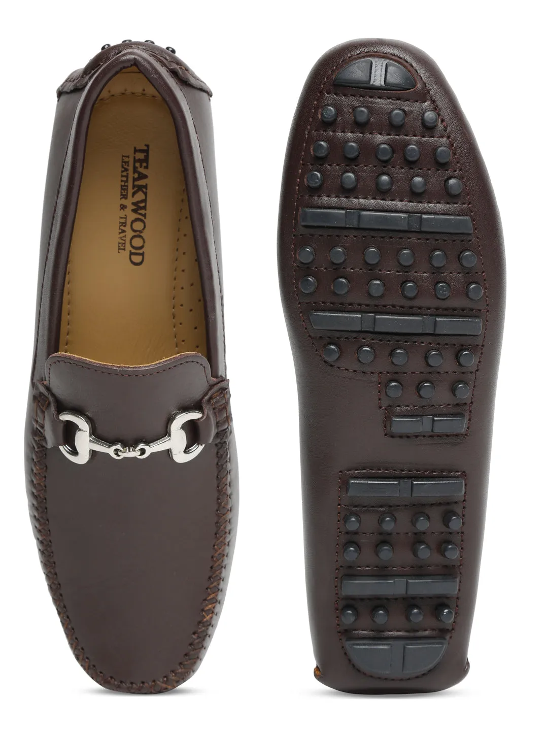 Men Brown Solid Genuine Leather Loafers